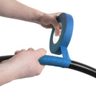 taping a hoop with blue 2.5cm wide tape