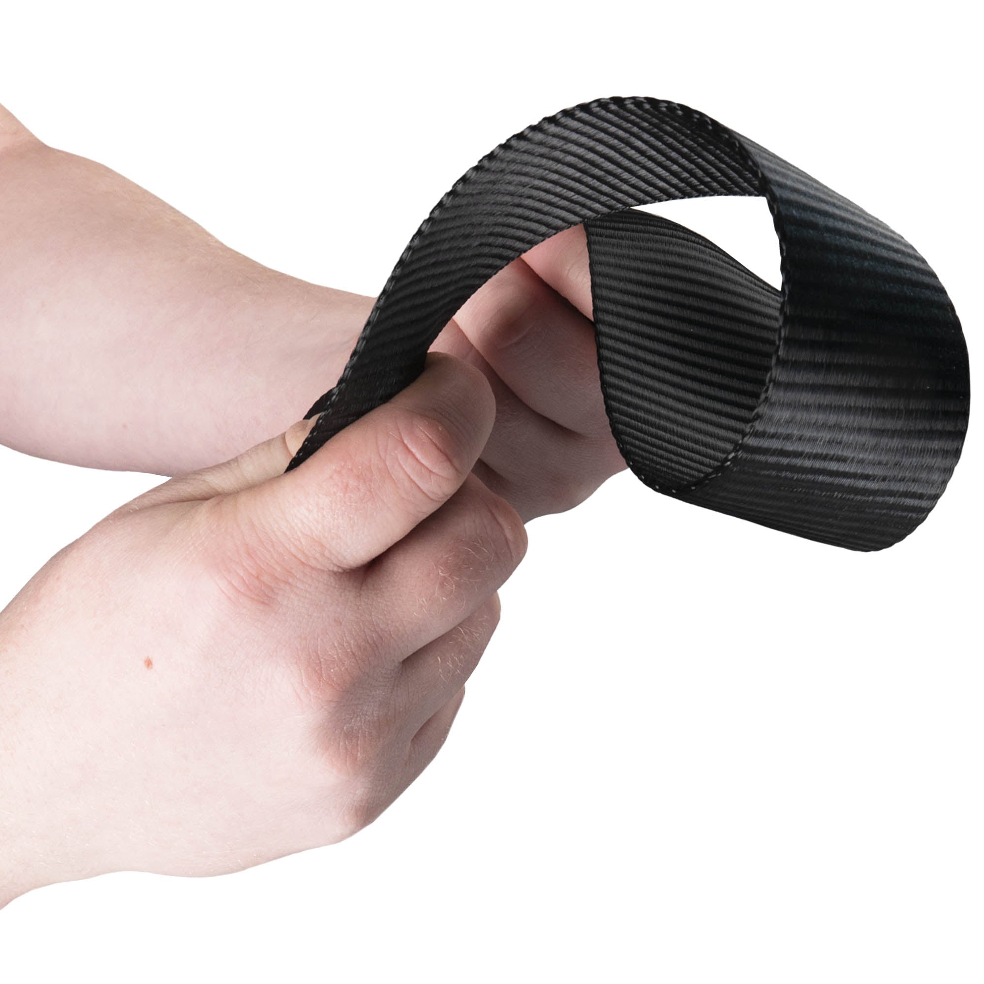 Firetoys aerial strap in black in hand showing texture