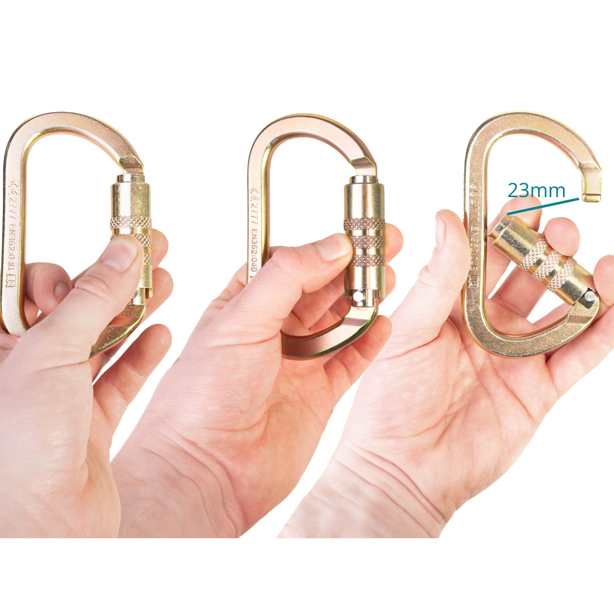 offset oval carabiner opening and gate measurement