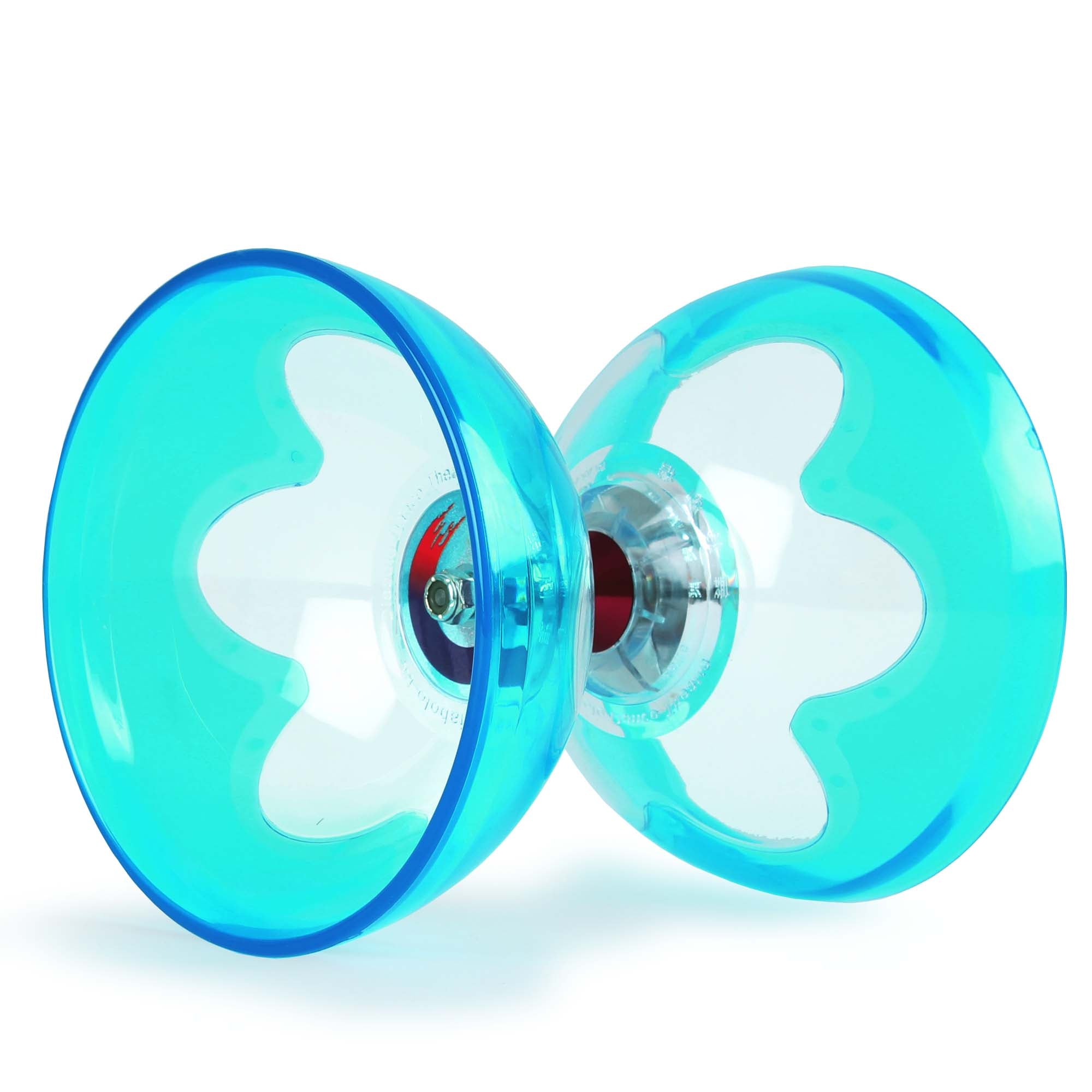 side view of turquoise diabolo